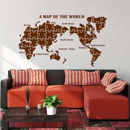 Карта мира водонепроницаемые настенные наклейки большие модные английские