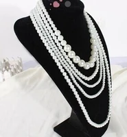 2022 new design wholesale 5 rope pearl necklace hot fine quality fashion white beads pearl necklace sweater women