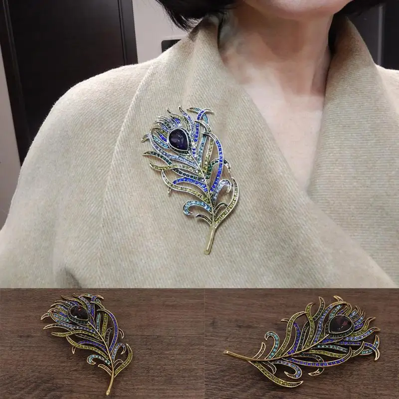 Новое поступление 2018 большие женские винтажные перьевые бронзовые антикварная