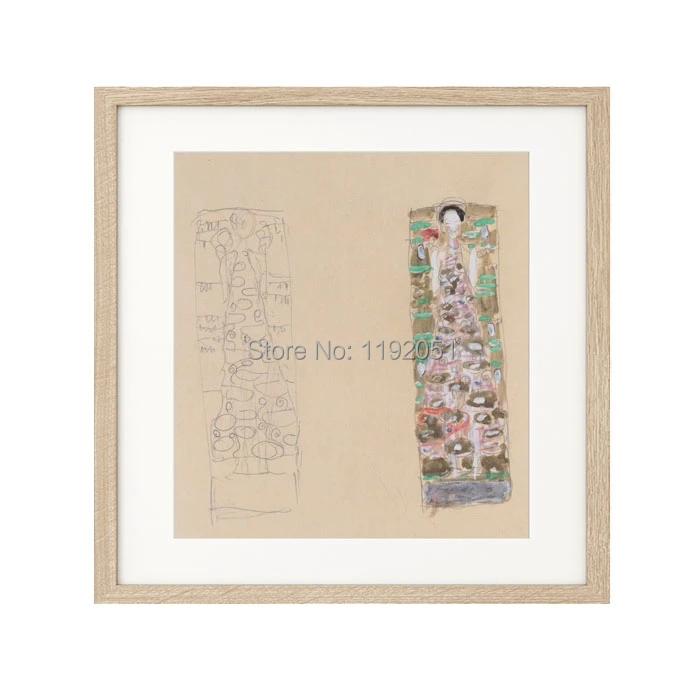 

frameless paintings nude fine art Gustav Klimt Zwei Entwurfe zum Schmuckblatt fur Otto Wagner 1911