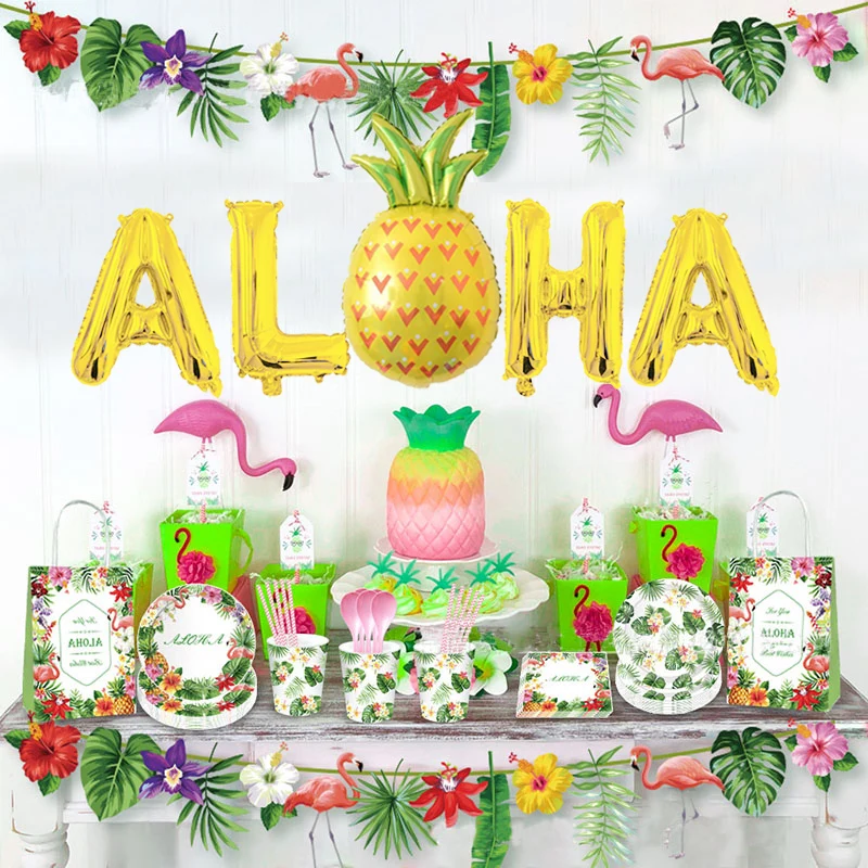 Cyuan Aloha вечерние украшения одноразовая бумажная посуда чашка салфетка декор для детского дня рождения Летние тропические подержанные товары Luau