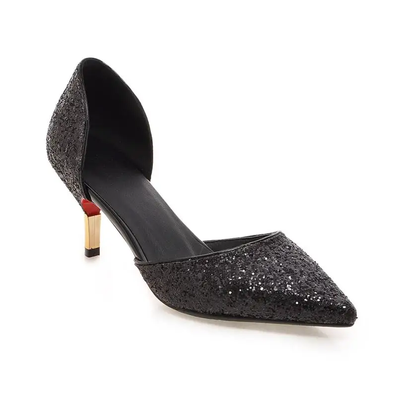 Asumer/блестящие женские туфли лодочки на тонком каблуке с острым носком без