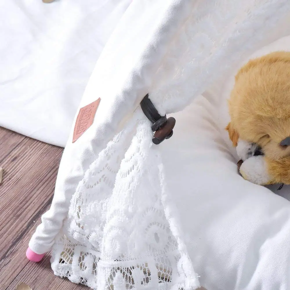 Белая холщовая кружевная вигвам для домашних животных палатка собак Tipi 20 &quotбез