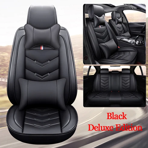 black-D Роскошные Чехлы для автомобильных сидений из искусственной кожи для Toyota Corolla Camry Rav4 Auris Prius Yalis Avensis SUV автомобильные аксессуары для интерьера - Название цвета: black-D