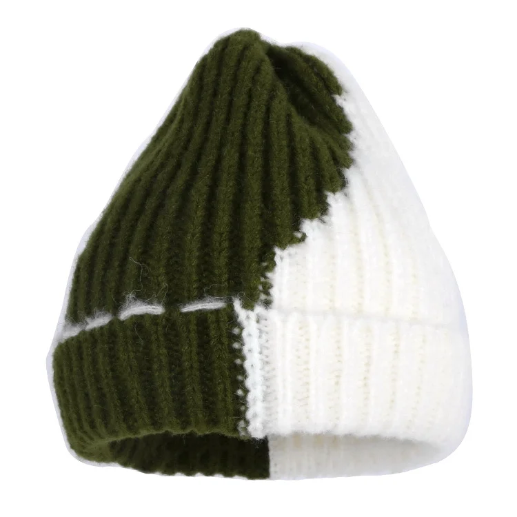 Дизайн, Женская шерстяная зимняя шапка, кашемировые шапочки, skullies gorros, один слой, эластичная, двухцветная, Лоскутная, узор, красота, gorros - Цвет: green