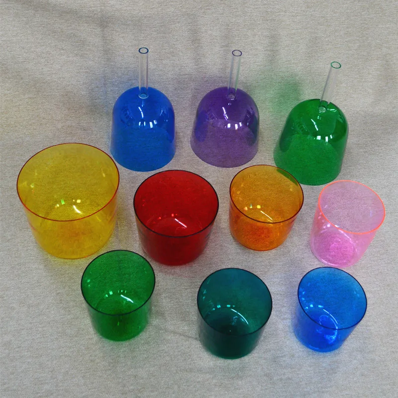 HF прозрачная кварцевая Поющая чаша с красочным светом для йоги 7 штук сумками &quot 8