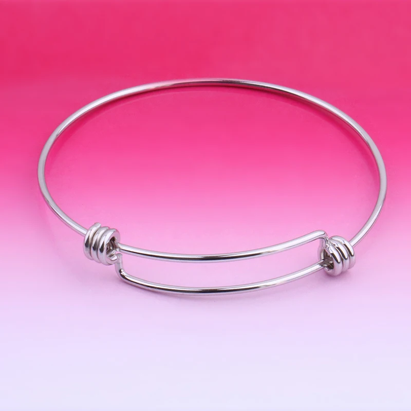 2pcs New Fashion Stainless Steel Bangle Bracelet Anklet Adjustable Men's And Women Jewelry Making