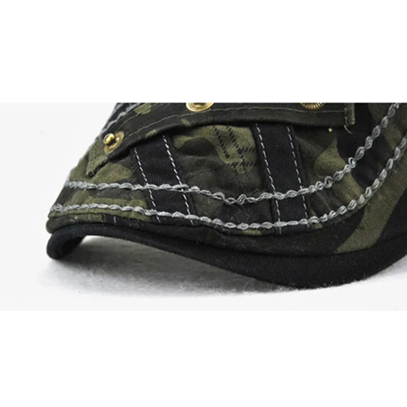 

SILOQIN New Men's Cotton Berets Adjustable Embroidered Stitching Camouflage Patch Tongue Cap Wild Leisure Travel Riding SunHat