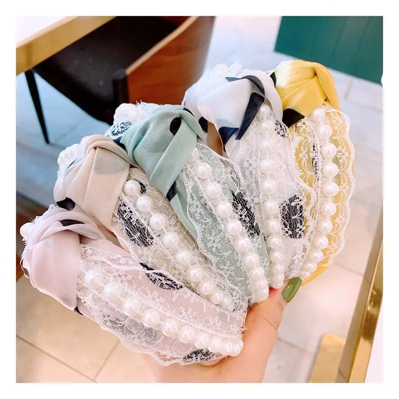 Новый 2019 японский и корейский обруч для волос Ретро кремовый детский вязаный