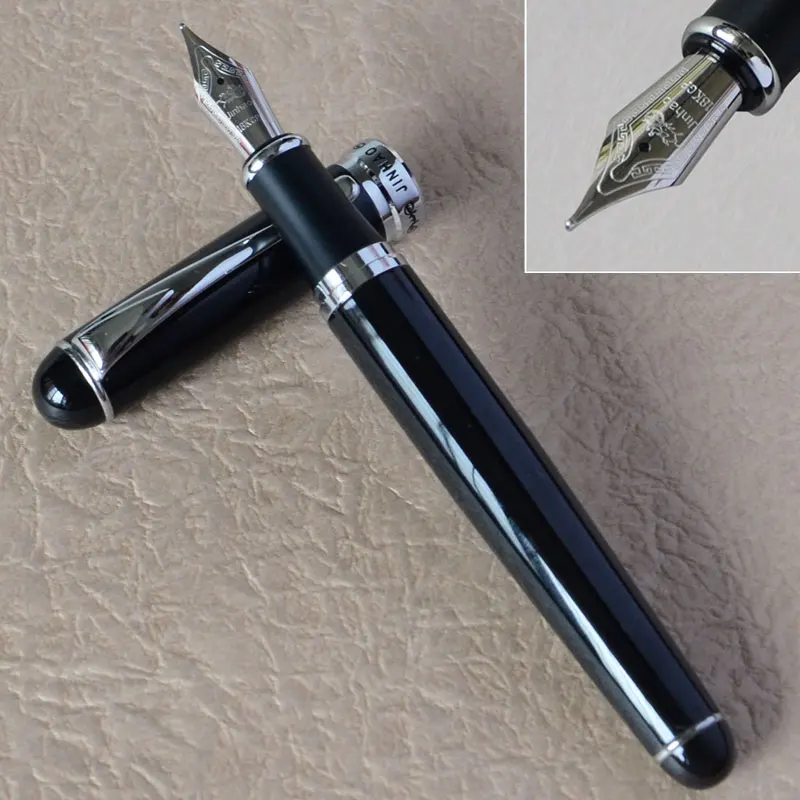 Перьевая ручка новая JINHAO X750 благородная блестящая черная и серебряная 18KGP 0 7 мм