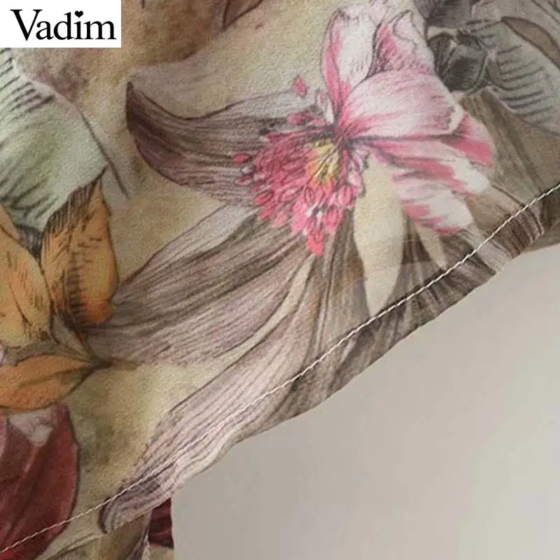 Vadim женская шифоновая блузка с рюшами и цветочным принтом v-образным вырезом без