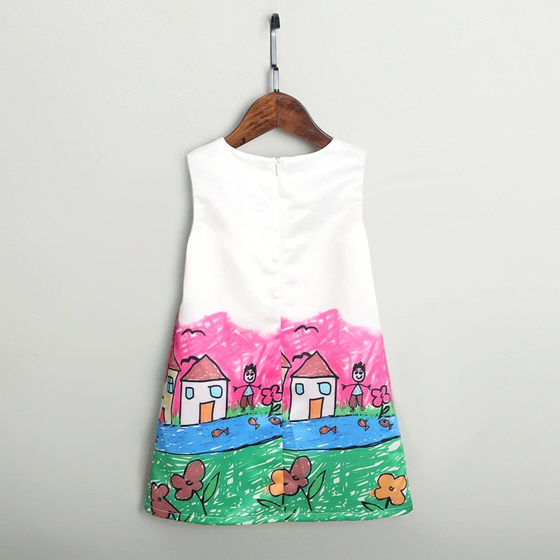 PopReal мама Девушка Граффити молния Назад платье без рукавов Семейные комплекты