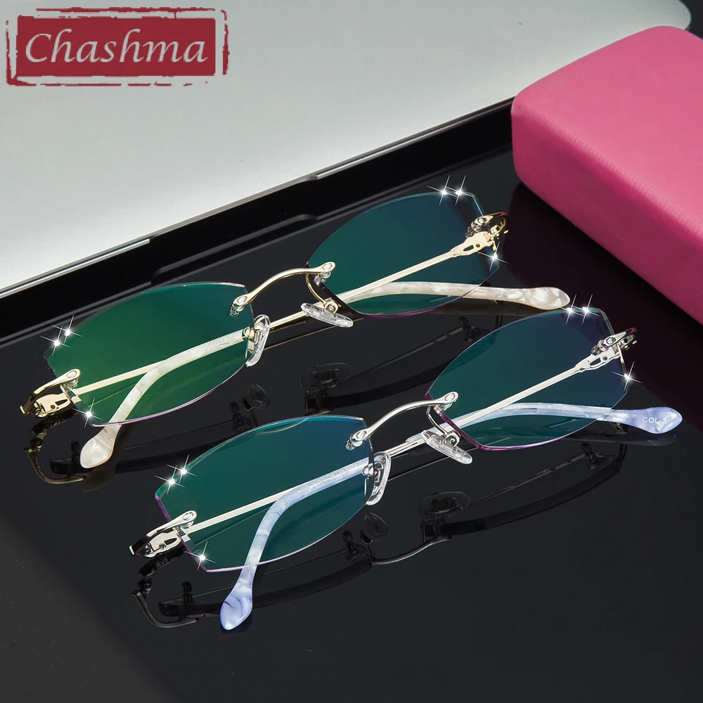 Женские прозрачные очки Chashma Брендовые в оправе с бриллиантами и затемненными