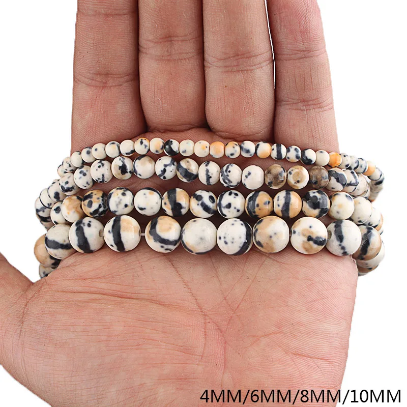 Natural Ceramics Clay Beads Black White Stone Round Loose Jewelry Bracelet Necklace Making 4 6 8 10 MM Free Shipping | Украшения и