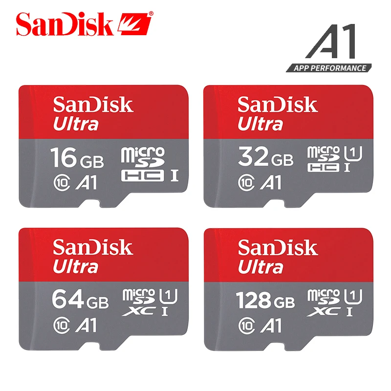 Карта памяти Sandisk A1 Micro SD Class 10 TF карта SDXC Ultra SDHC 16 ГБ 32 64 Гб 128 200 256 400 100 МБ/с./с UHS