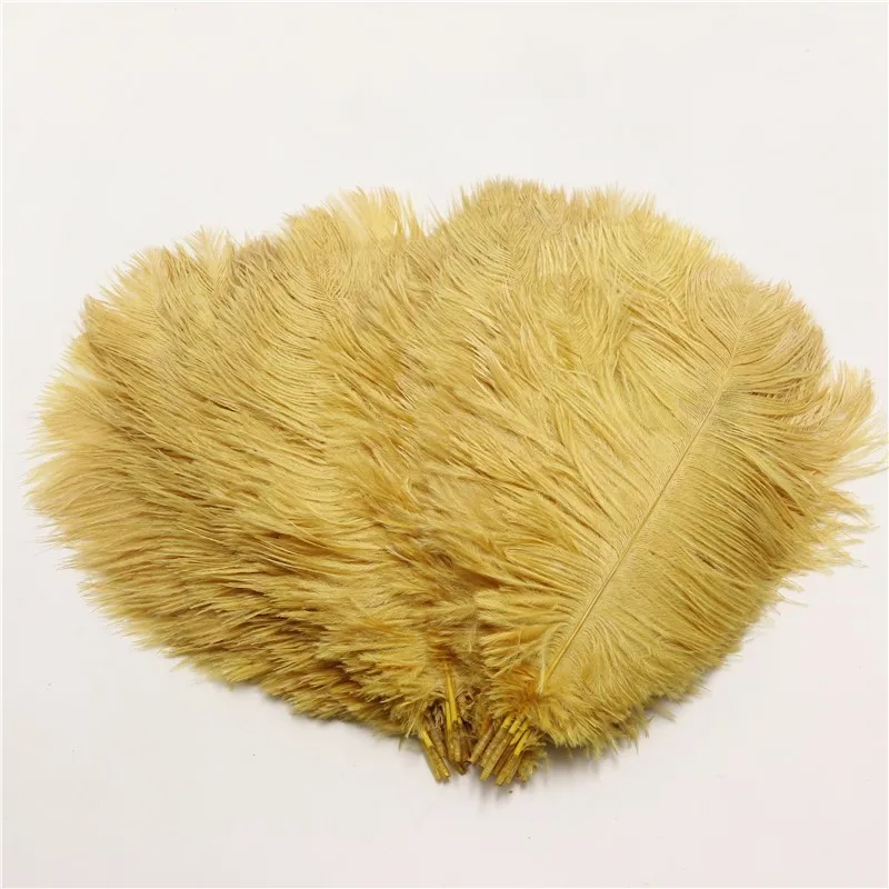 

25-30cm 10-12 inches splendid gold fluffy ostrich feathers for craft ostrich plumes wedding party Events decoration 100pcs/lot