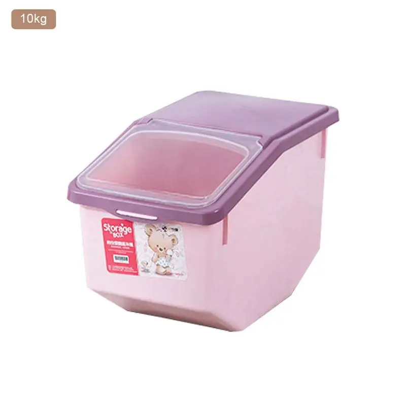 pink 10KG Коробка для хранения 5 кг, 10 кг 15 кг Пластик герметичный влагостойкий контейнер большой Ёмкость рисовый сушеные Еда Крупы Диспенсер Для Хранения Чехол - Цвет: pink 10KG