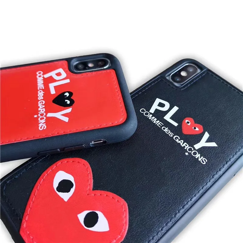 Hot Japan Comme des Garcons CDG play leather phone cover for iphone 6 6s 7 8 plus x xs max xr love eyes capa case coque |