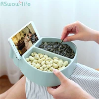 creative multi functional snack dried fruit tray mobile phone bracket dessert snack plates solid storage plastic pp convenient