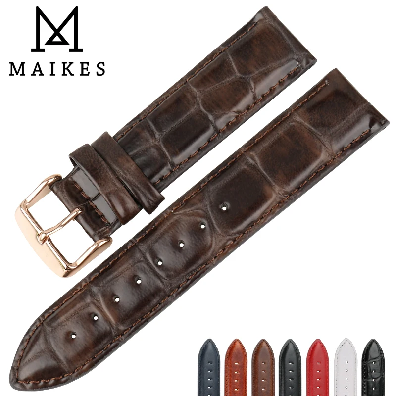 

MAIKES New Arrival Watch Accessories Genuine Real Leather 12mm 14mm 16mm 18mm 20mm Watch Strap Crocodile Pattern Watchband Gifts
