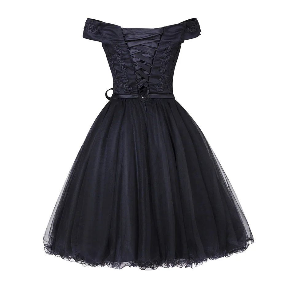 Dressv коктейльное платье с открытыми плечами черное без рукавов до колена