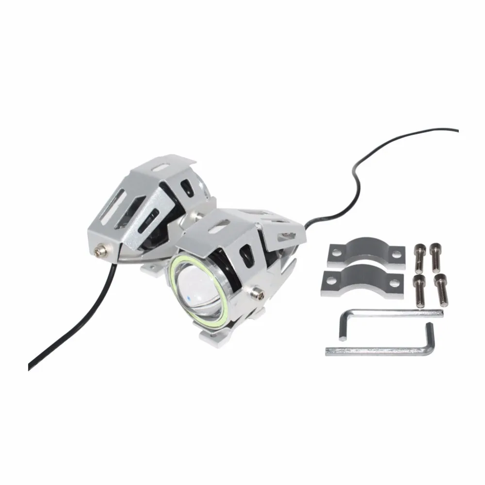2pcs Motorcycle LED Headlight Fog Light W/ Switch C-REE U7 125W 3000LM Devil Angel Eye Running Driving Spot | Автомобили и