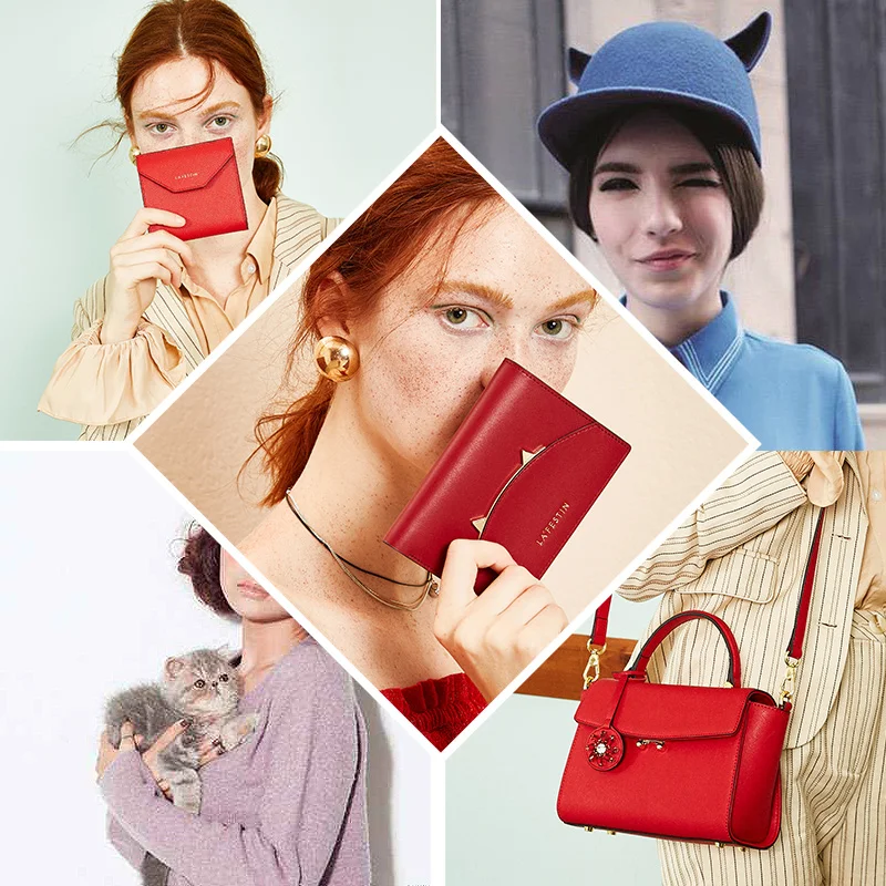 LAFESTIN Женский мини-кошелек из натуральной кожи с кошачьими ушками кожаный кошелек