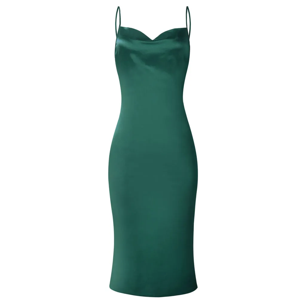 Dark Green Платье CHAMSGEND, сексуальное, без рукавов, с открытыми плечами, с открытой спиной, ночная рубашка, вечерние платья, летняя женская одежда, ночные платья, 24 января. 11 - Цвет: Dark Green
