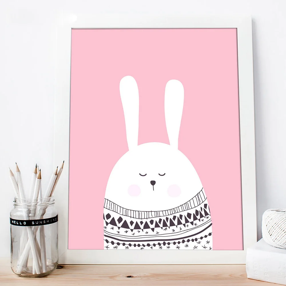 Скандинавское искусство мультфильм животное олень медведь плакат с пингвином