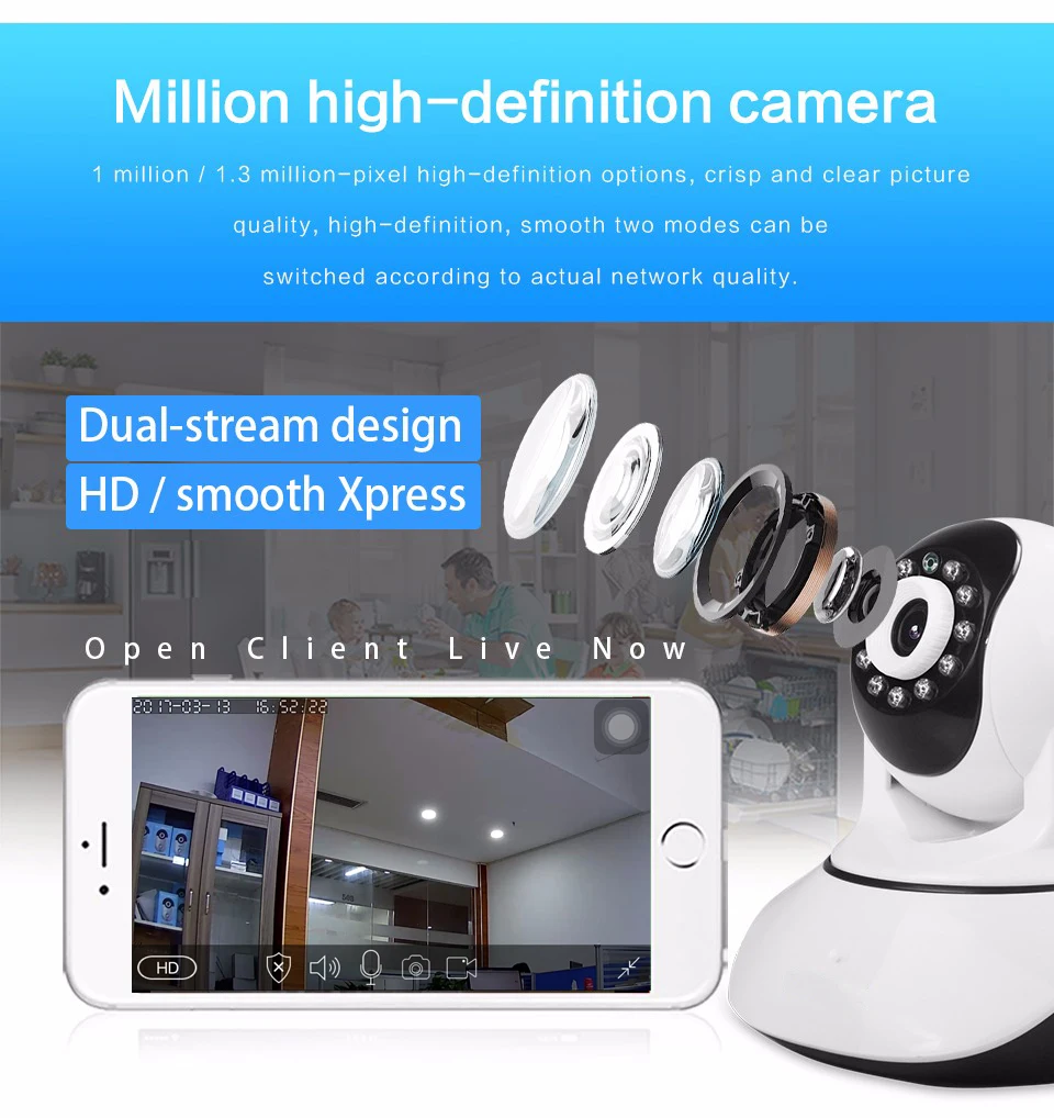 ZILNK 720P Беспроводная ip-камера Wi-Fi Умный дом безопасности HD 2 пути аудио ночного видения детский монитор Поддержка TF карта Onvif белый