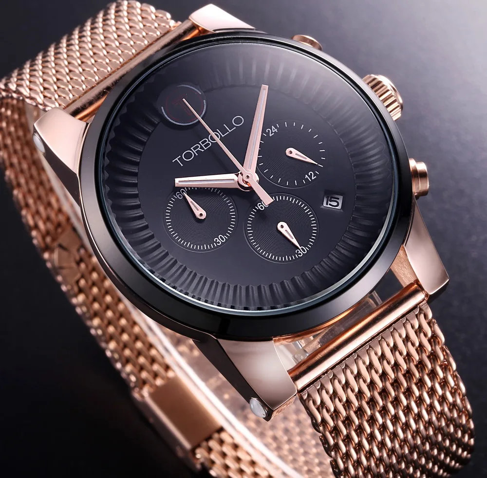 Роскошная сетка ремни Для мужчин s наручные часы кварцевые многофункциональный