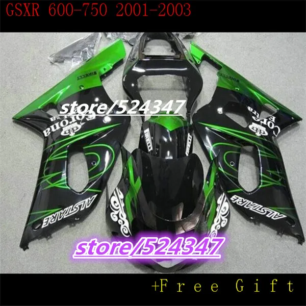 

Market hot sales manufacturers GSXR600 750 01 02 03 GSXR600 750 smooth ink black motorcycle fairing of peak green flame