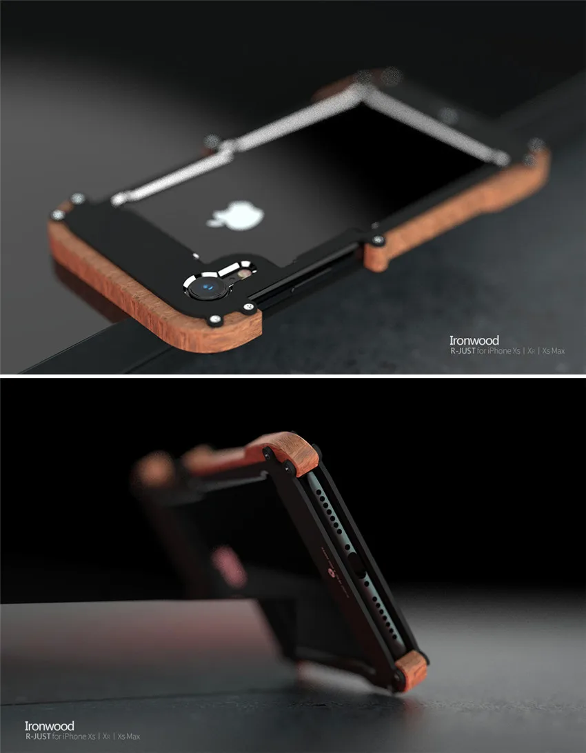 Чехол для телефона для iPhone XS Max R-Just деревянный Бампер металлический чехол для iPhone XS XR алюминиевая рамка чехол для телефона s Аксессуары