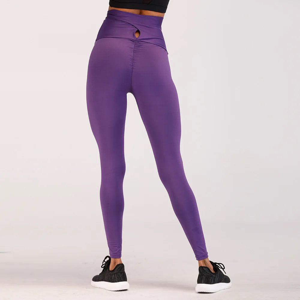 Фиолетовые женские брюки Леггинсы Спорт Фитнес Йога Брюки с высокой талией