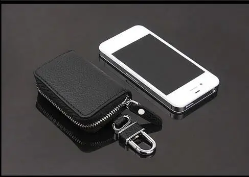 Новый дизайн высококачественный черный кошелек для ключей из натуральной кожи с