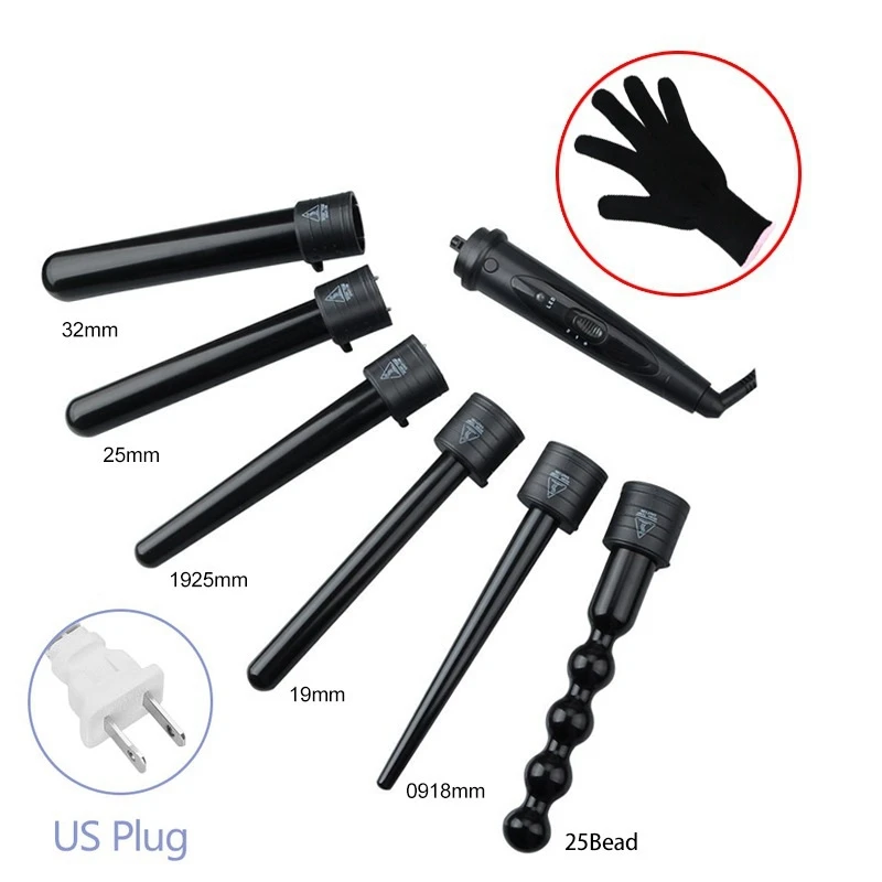 US plug 1 шт. волосы бигуди головы макияж Maquiagem завитки для волос Черный Розовый Светодиодный нагревательные элементы - Цвет: US plug