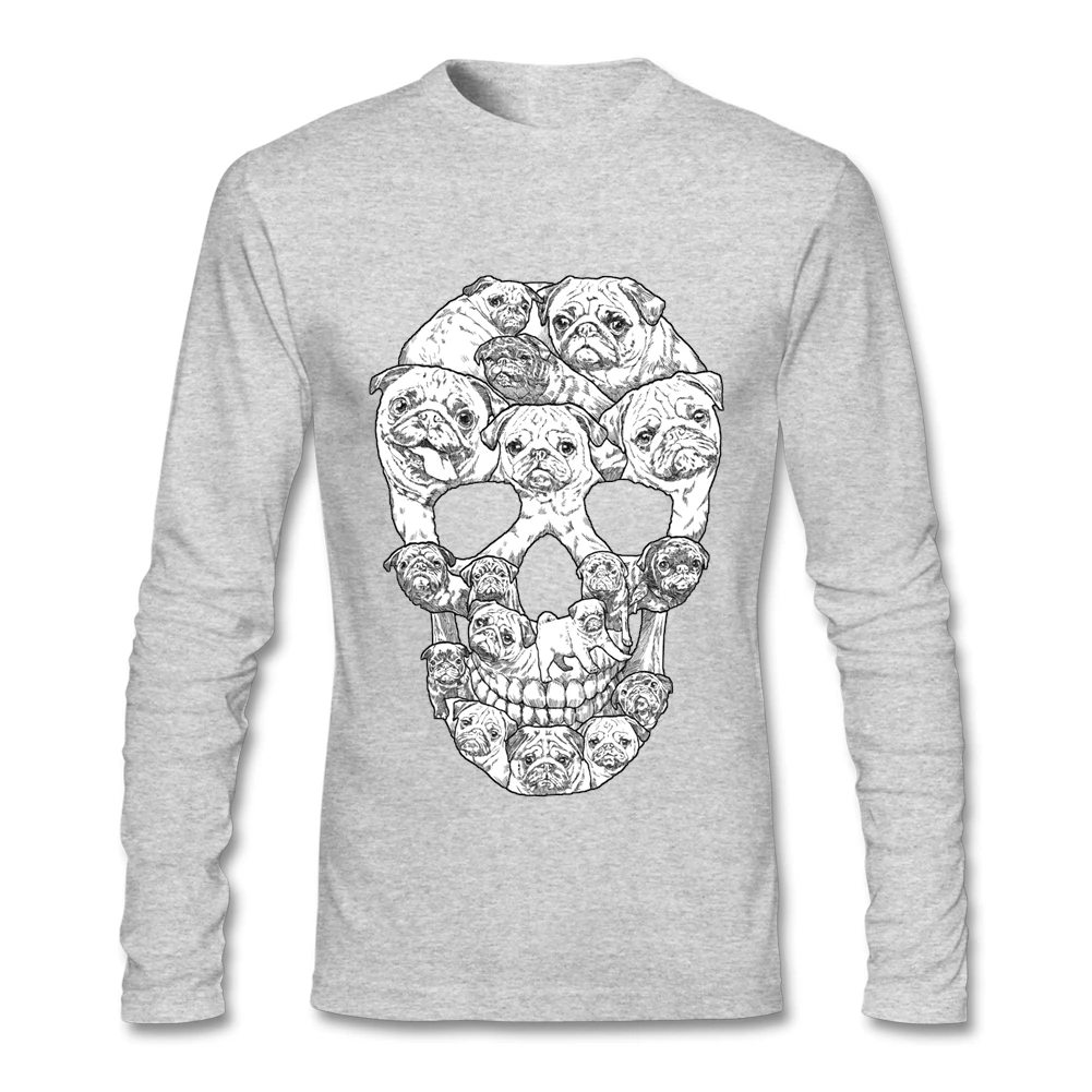 Pug Skull T Shirts Dog New Shirt Funny Wholesale Long Sleeve Men T-Shirt Clothing Tops Adult | Мужская одежда
