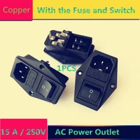 1pcslot yt626 ac power outlet 15 a 250v electrical socket outlet cable socket black with the double fuse and switch