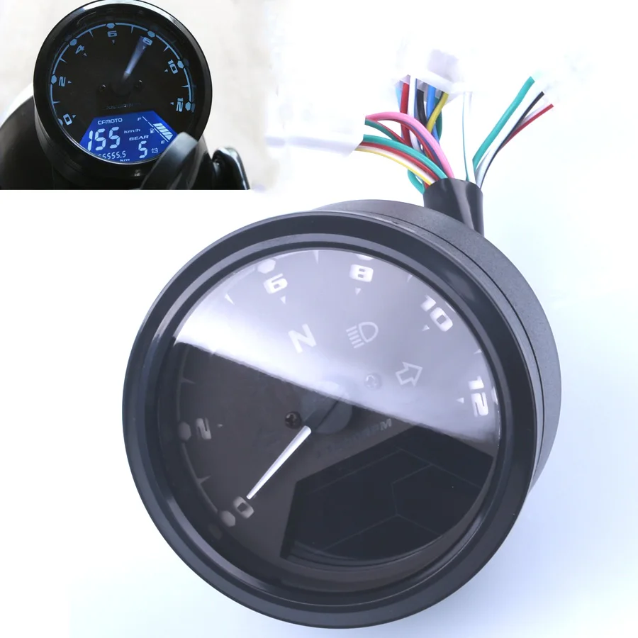 Odómetro Digital Universal con pantalla LCD, velocímetro, tacómetro, indicador de marcha, para motocicleta, Scooter, carros de Golf, ATV, kmh/mph, 2017, 12000 RMP