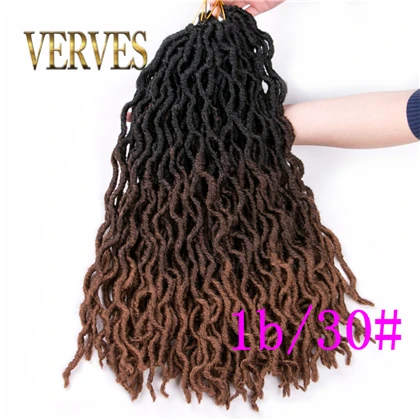 T1B/30 VERVES Faux Locs Curly вязаные косички 20 дюймов 24 корней/упаковка, Locs twist Ombre синтетические косички для наращивания волос черный, коричневый - Цвет: T1B/30