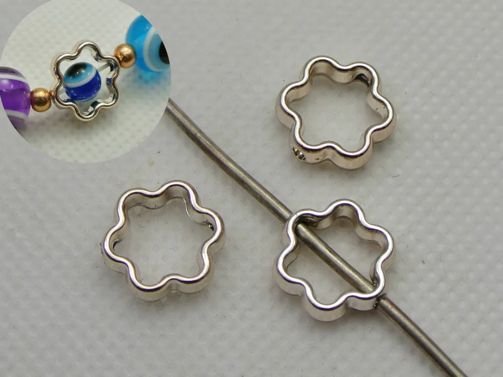 

50 Gold Tone Metallic Acrylic Flower Spacer Bead Frame Charms 12X12mm