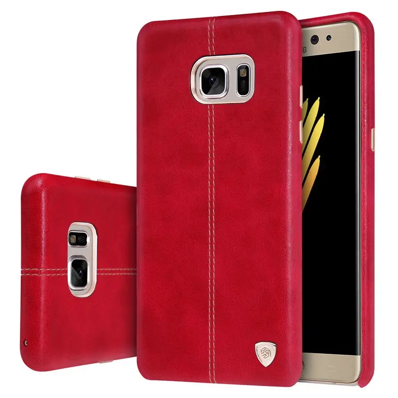 Чехол Nillkin Englon для samsung Galaxy Note FE Fan Edition, Роскошный чехол из искусственной кожи, винтажная задняя крышка, чехол для телефона s - Цвет: Красный