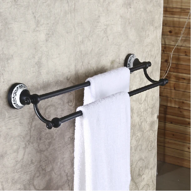 Ванная комната настенный Штанги для полотенец латунь двойной Полотенца шельфа