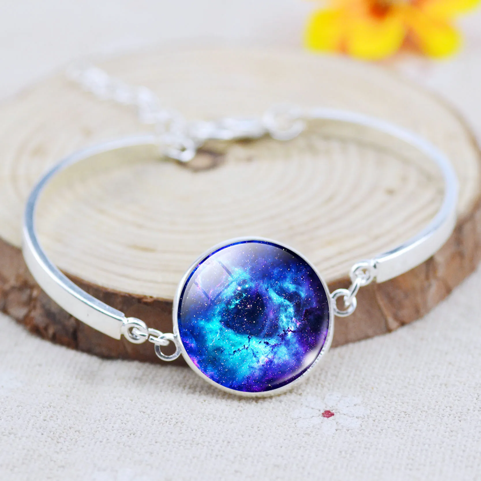 LIEBE ENGEL новейший серебряный цвет ювелирные изделия из стекла Galaxy Ювелирные наборы массивное ожерелье гвоздики браслеты с серьгами браслеты для женщин