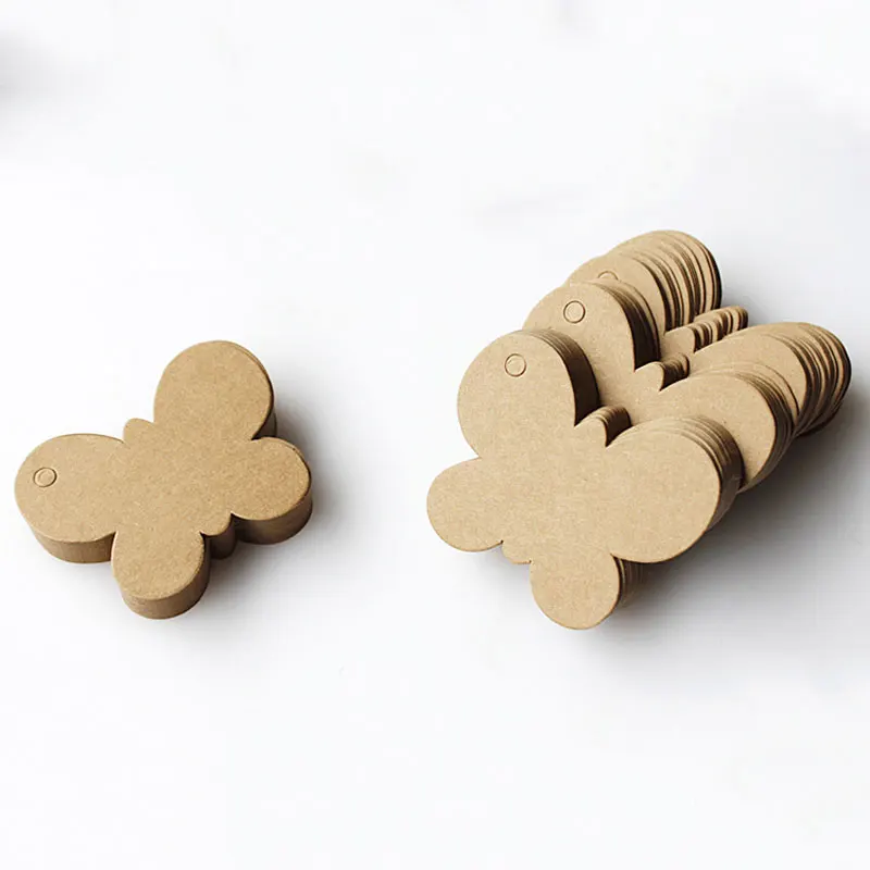 100 шт. DIY Крафт Бумага бирки бабочка этикетка багаж День рождения Свадьба