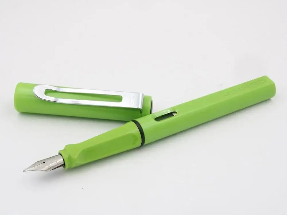 Зеленый JINHAO 599 Оранжевый Синий Красный Серебряный аксессуары Средний Перьевая ручка - Цвет: Зеленый