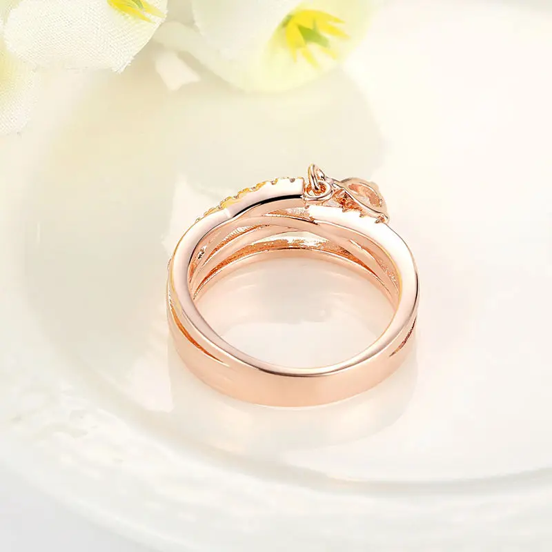 Специальное Кольцо С Груша кулон Настройка с AAA Цирконий Роуз Позолоченные Палец