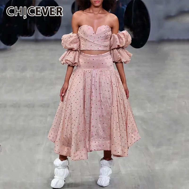 Женский костюм CHICEVER с длинным рукавом и высокой талией в горошек|Спортивные
