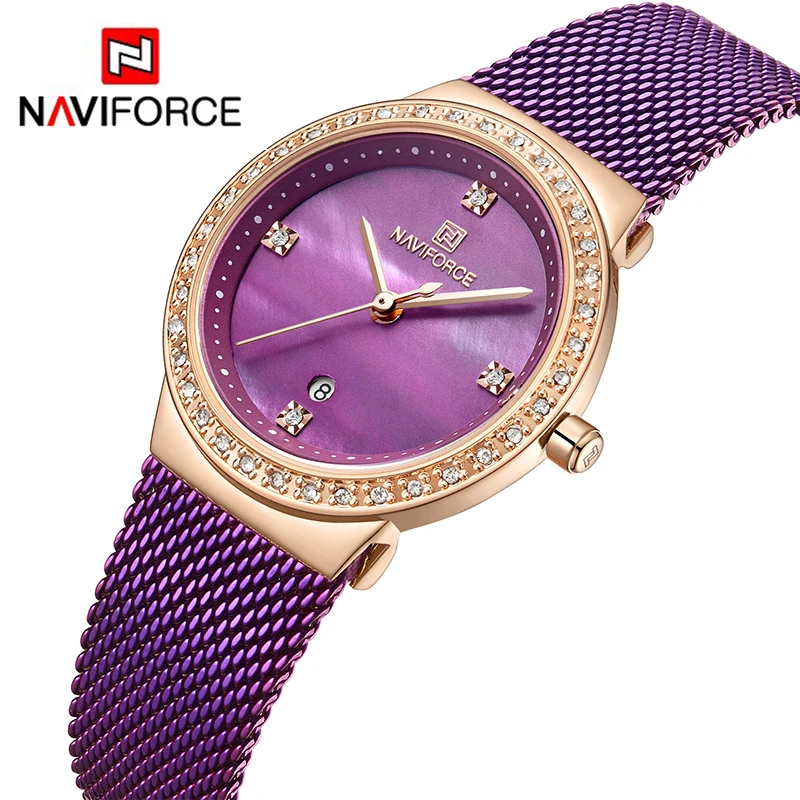 Новинка года NAVIFORCE Брендовые Часы для женщин Мода повседневное водостойкие сетки кварцевые часы с ремешком женская одежда часы relogio feminino