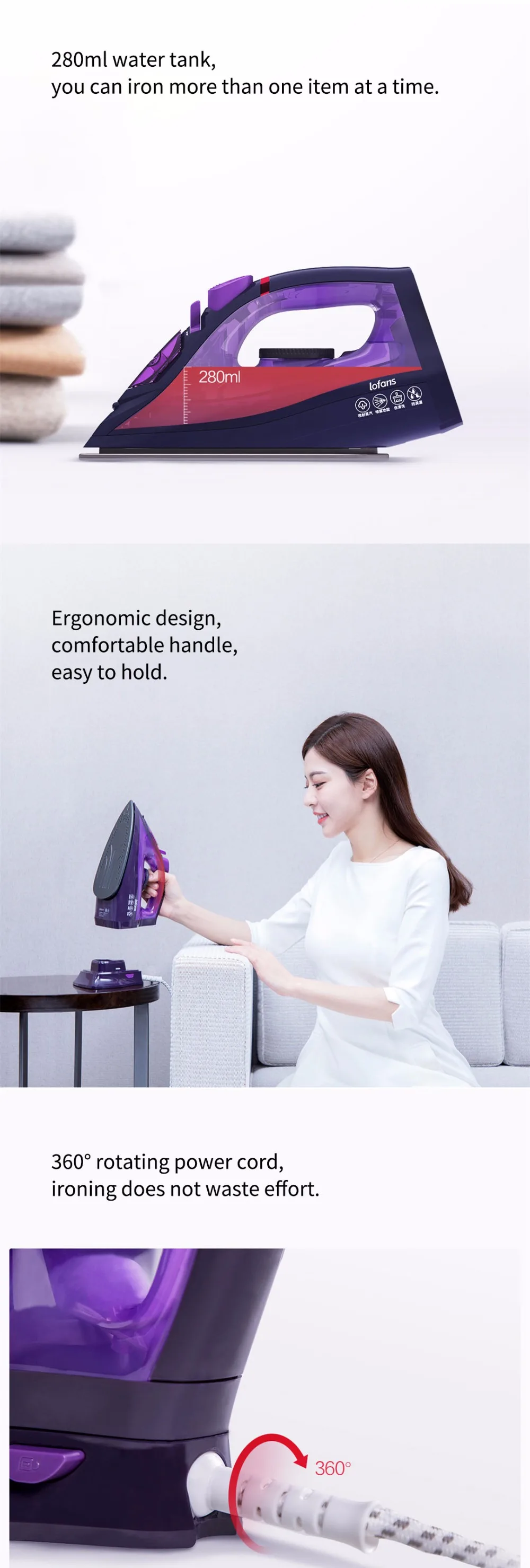Xiaomi Mijia Lofans проводной/беспроводной электрический утюг с паром 1600 Вт/2000 Вт Электрический утюг с паром для одежды многофункциональная регулировка